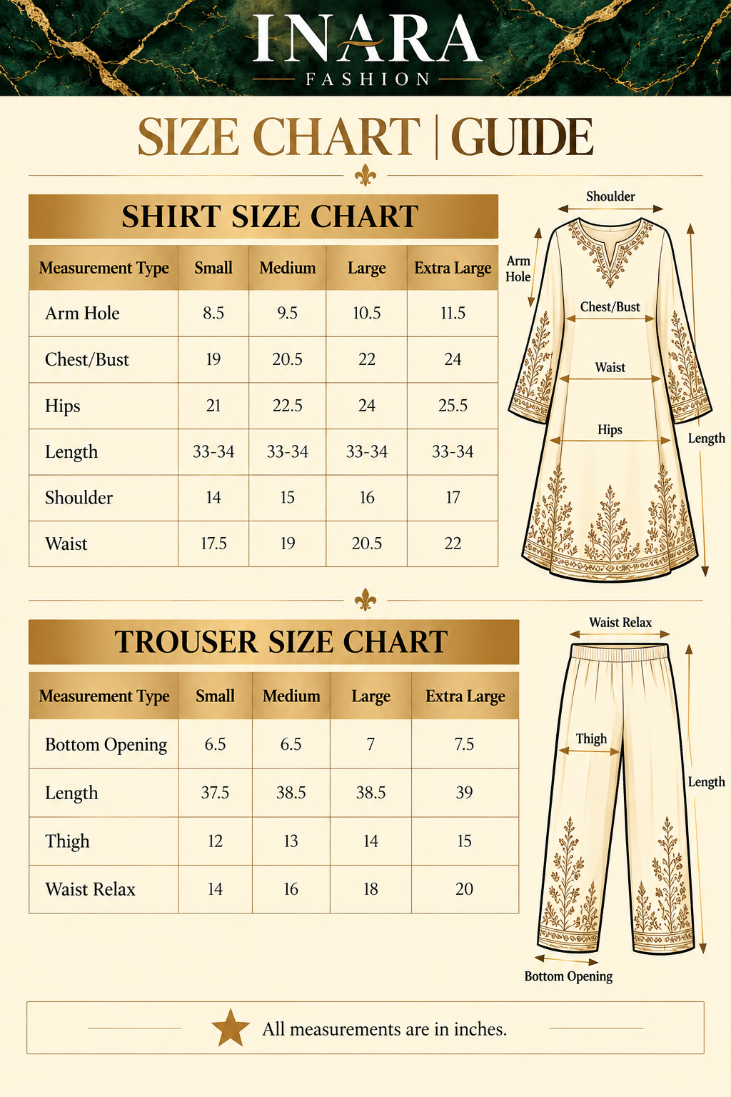 Size chart β Kairi Co-ord